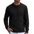 thumbnail image 1 of Mens Cable Knit Pullover Sweater Crew Neck Long Sleeve Cable Fisherman Sweaters Black XXL, 1 of 4