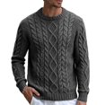 thumbnail image 1 of Mens Cable Knit Pullover Sweater Crew Neck Long Sleeve Cable Fisherman Sweaters Dark Gray XL, 1 of 4