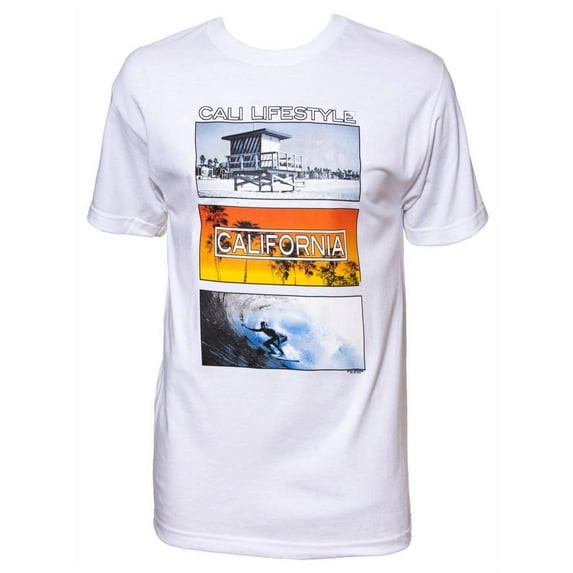 Mens Cali Lifestyle White Short-Sleeve T-Shirt - Large