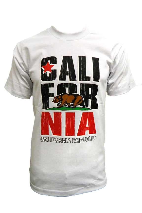 Mens California Republic Bear Logo T-Shirt - White - 2X-Large