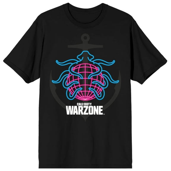 Mens Call of Duty Retro Neon Anchor With Logo Black T-shirt-XS