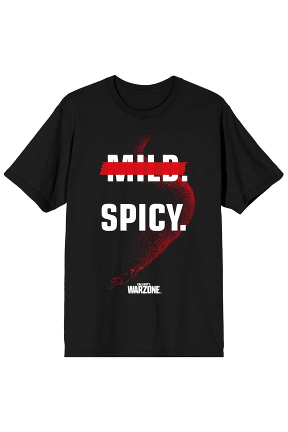 Mens Call of Duty Warzone Mild Spicy with Sky Diver Black T-shirt-XS