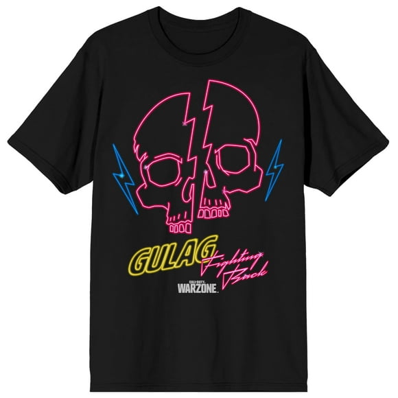 Mens Call of Duty Warzone Retro Gulag Skull Black T-shirt-XS