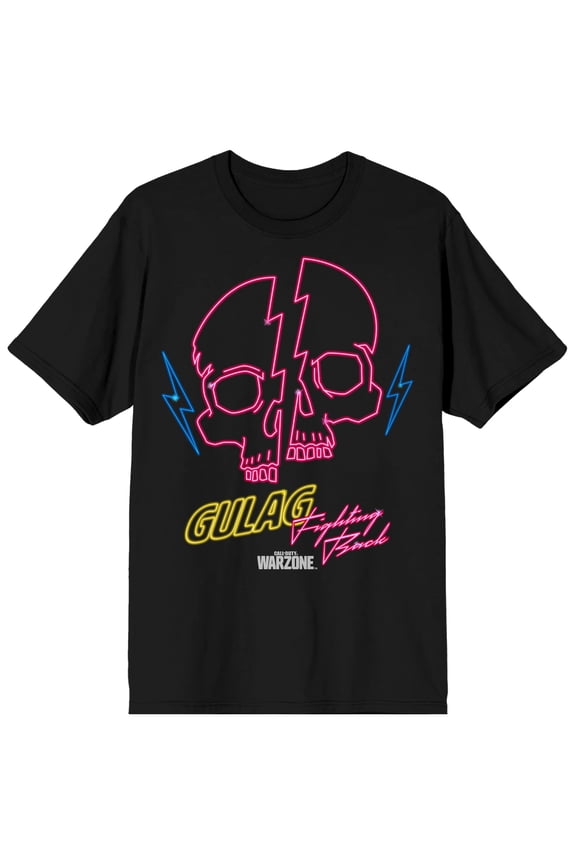 Mens Call of Duty Warzone Retro Gulag Skull Black T-shirt-XS