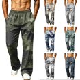 thumbnail image 1 of Mens Camo Baggy Sweatpants Open Bottom Joggers Elastic Waist Gym Workout Pants with Pockets, 1 of 7