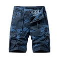 thumbnail image 1 of Mens Camo Cargo Shorts, Blue Pattern, Multi - Pockets, Summer Hiking & Outdoor Use, 1 of 5