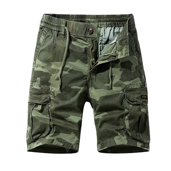 Mens Camo Cargo Shorts, Blue Pattern, Multi - Pockets, Summer Hiking & Outdoor Use