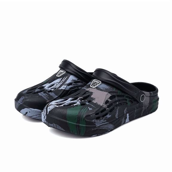 Mens Camo Clog Tie-dye Slide Sandals Shoes Breathable Slip on Garden Clogs Arch Support Outdoor Beach Slippers Work Shoes