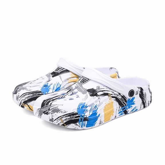 Mens Camo Clog Tie-dye Slide Sandals Shoes Breathable Slip on Garden Clogs Arch Support Outdoor Beach Slippers Work Shoes