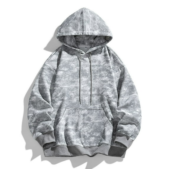 Mens Camo Hoodies Maple Leaf Print Oversized Hooded Sweatshirt Pullover Sweatshirts Long Sleeve with Pocket Grey XXL