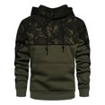 thumbnail image 1 of Mens Camo Hoodies Pullover Oversized Color Block Hooded Sweatshirts Military Combat Adjustable Drawstring Fall Winter Warm Camouflage Hoodie Size-S, 1 of 8