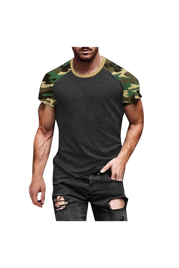 Mens Camo Shirts Short Sleeve Crew Neck Quick Dry T Shirt Lightweight Fashion Casual Pullover Tee Shirt Dark Gray XXXL