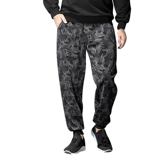 Mens Camo Sweatpants Winter Velvet Thick Sports Trousers Large Size Loose Fit Joggers Pants Drawstring Cargo Pants with Pockets 3XL