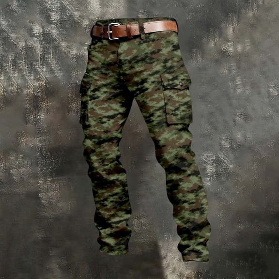 Mens Camouflage Cargo Pants Tactical Outdoor Pants Hunting Paintball Workwear Long Trousers Camouflage XXL