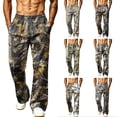thumbnail image 1 of Mens Camouflage Joggers Baggy Straight Wide Leg Casual Workout Hunting Trousers with Pockets Camel 2XL, 1 of 7