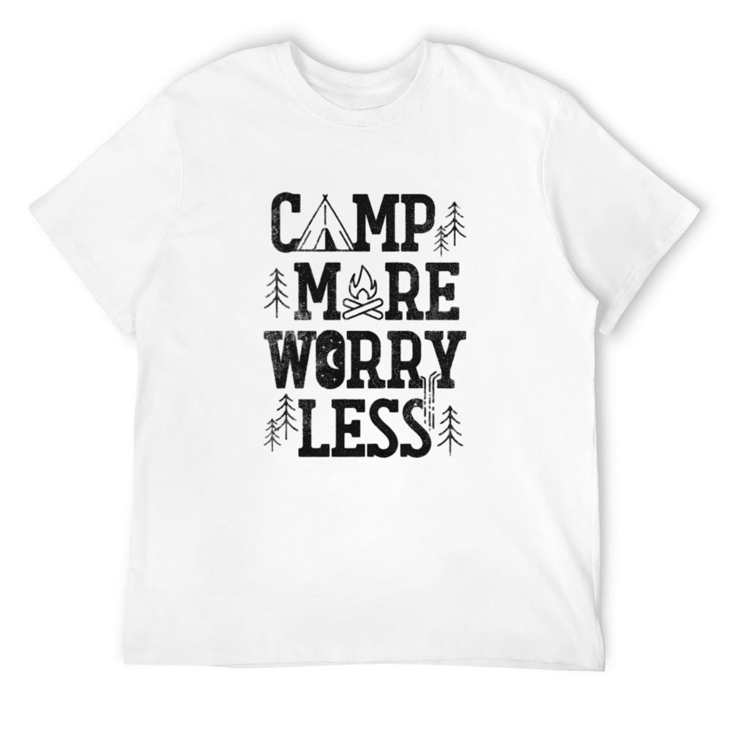 Mens Camp More Worry Less T Shirt Funny Camping Saying Gift for Camper ...