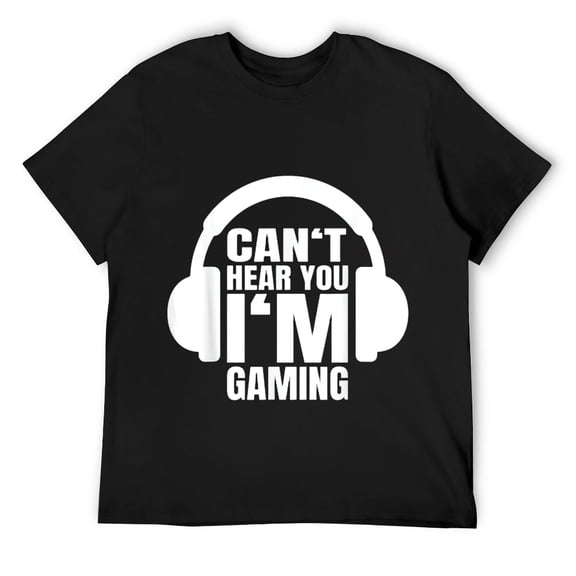 Mens Can't Hear You I'm Gaming Headset Gift T-Shirt Black