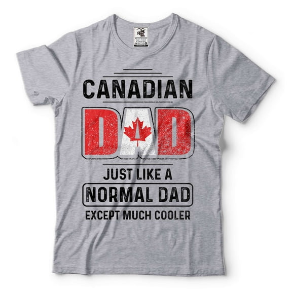 Mens Canadian Dad T-shirt Canadian Shirts Canada Day Shirt Canada Flag Tee Dad Patriotic Shirt (Medium Grey)