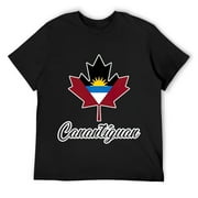 Mens Canantiguan - Canadian born Antiguan Flag Leaf Design T Shirt Black