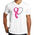 thumbnail image 1 of Mens Cancer Awareness Heart Ribbon V-neck Tee Shirt, White Frost, 2XL, 1 of 1