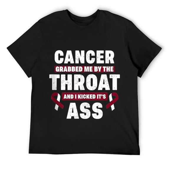 Mens Cancer Grabbed Me By The Throat I Kicked It's Ass Survivor T-Shirt Black 3X-Large