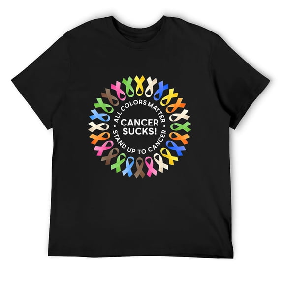 Mens Cancer Sucks In Every Color Shirt Cancer Ribbon Colors T-Shirt Black Small