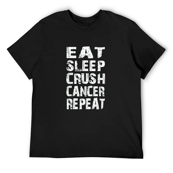 Mens Cancer Survivor awareness Eat Sleep crush cancer repeat T-Shirt Black X-Large