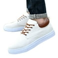 thumbnail image 1 of Mens Canvas Shoes Lace Up Low Top Sneakers Lightweight Non Slip Fashion Classic Comfortable Flat Walking Shoes for Casual White Size 10, 1 of 5