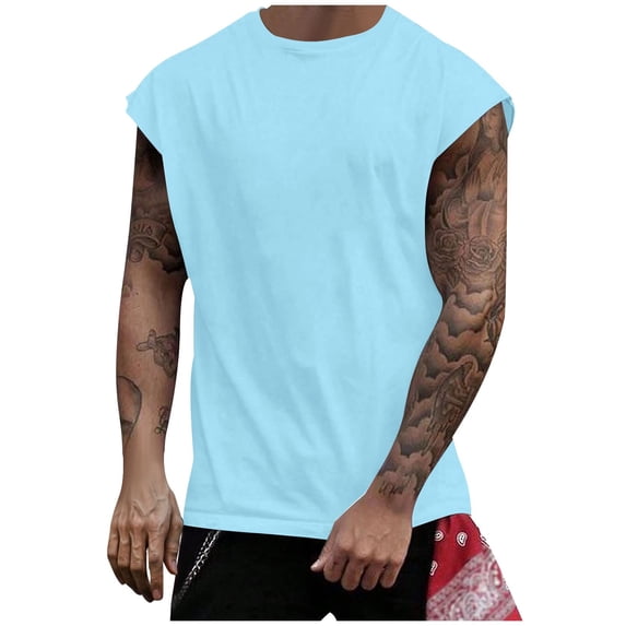 Mens Cap Sleeve Tank Tops Casual Crewneck Muscle Shirts Pullover Slim Solid Color Breathable Basic Loungewear Athletic Workout Vests