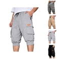 thumbnail image 1 of Mens Capri Pants Summer Casual Heavyweight Elastic Waist Relaxed Fit Cropped Cargo Pants with Pockets, 1 of 9