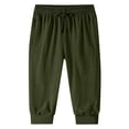 thumbnail image 1 of Mens Capris Pants Below The Knee 3/4 Drawstring Joggers with Pockets Army Green XXL, 1 of 2