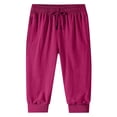 thumbnail image 1 of Mens Capris Pants Below The Knee 3/4 Drawstring Joggers with Pockets Hot Pink XXL, 1 of 2
