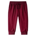 thumbnail image 1 of Mens Capris Pants Below The Knee 3/4 Drawstring Joggers with Pockets Red M, 1 of 2