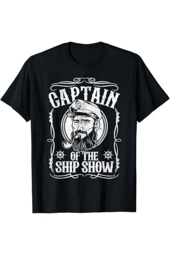 Mens Captain Of The Ship Show Boating Pontoon Boat Dad Gift T-Shirt