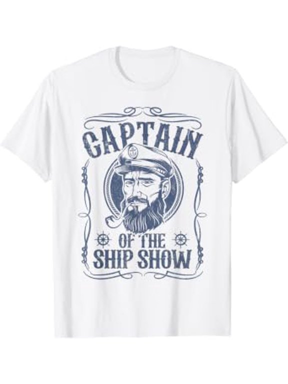 Mens Captain Of The Ship Show Boating Pontoon Boat Gift T-Shirt