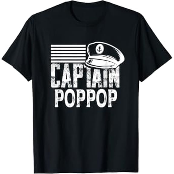 Mens Captain PopPop - Sailing Captain Hat Boat Owner Boating T-Shirt