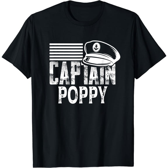Mens Captain Poppy - Sailing Captain Hat Boat Owner Boating T-Shirt