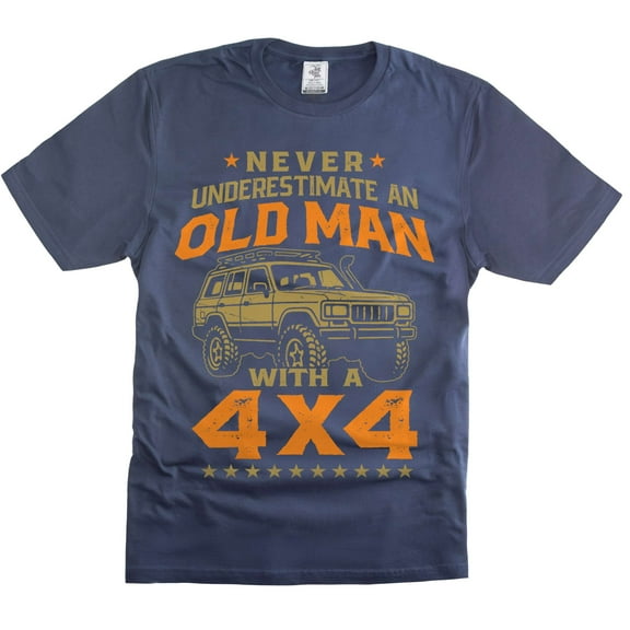 Mens Car Shirts Old Man with 4x4 t-shirt car enthusiast gifts father's day gift for dad grandpa (4X-Large Navy Blue)