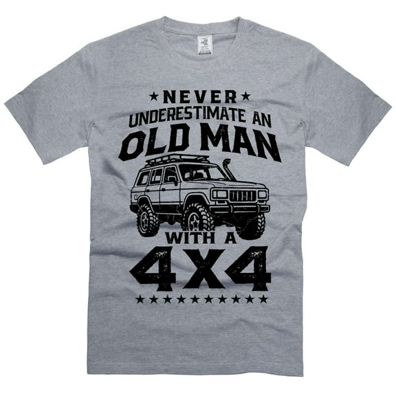 Mens Car Shirts Old Man with 4x4 t-shirt car enthusiast gifts father's day gift for dad grandpa (Large Grey)
