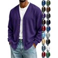 thumbnail image 1 of Mens Cardigan Casual Button up Long Sleeve Solid Color Cardigan Sweater with Pockets Fall Winter Daily Outerwear Coats for Outdoor Travel Office, 1 of 6
