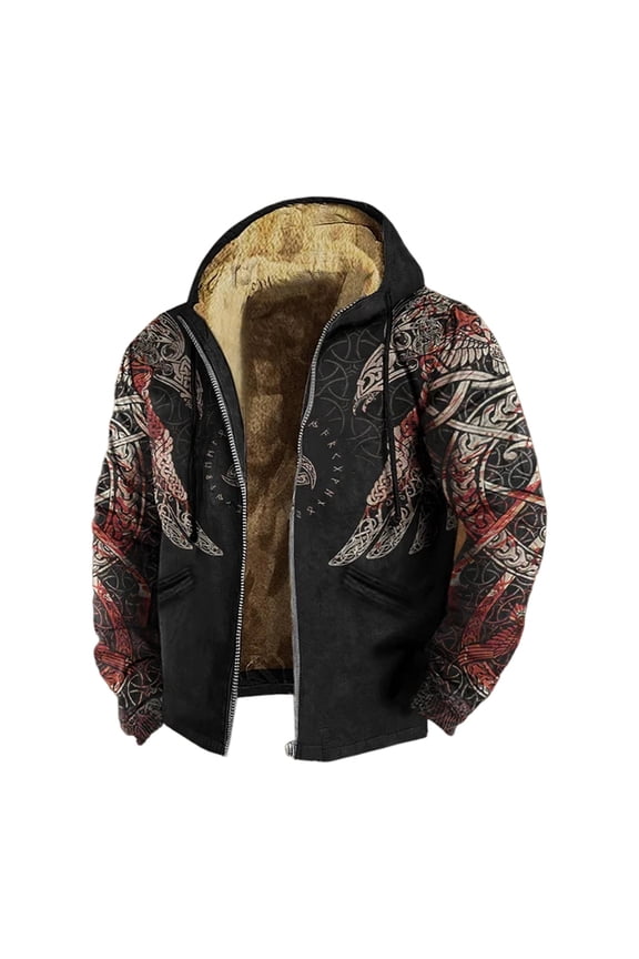 Mens Cardigan Coat Fleece Lined Hooded Windproof Thermal Insulated Sport Mens Fall and Winter Clothing,Black,S