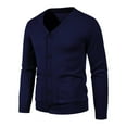thumbnail image 1 of Mens Cardigan Coats Long Sleeve Winter Fall Button Solid V Neck Slim Fit Warm Sweater Casual Cardigans Tops, 1 of 2