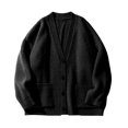 thumbnail image 1 of Mens Cardigan Sweater Button Down Long Sleeve V Neck Cable Knit Sweater with Pockets Black S, 1 of 4
