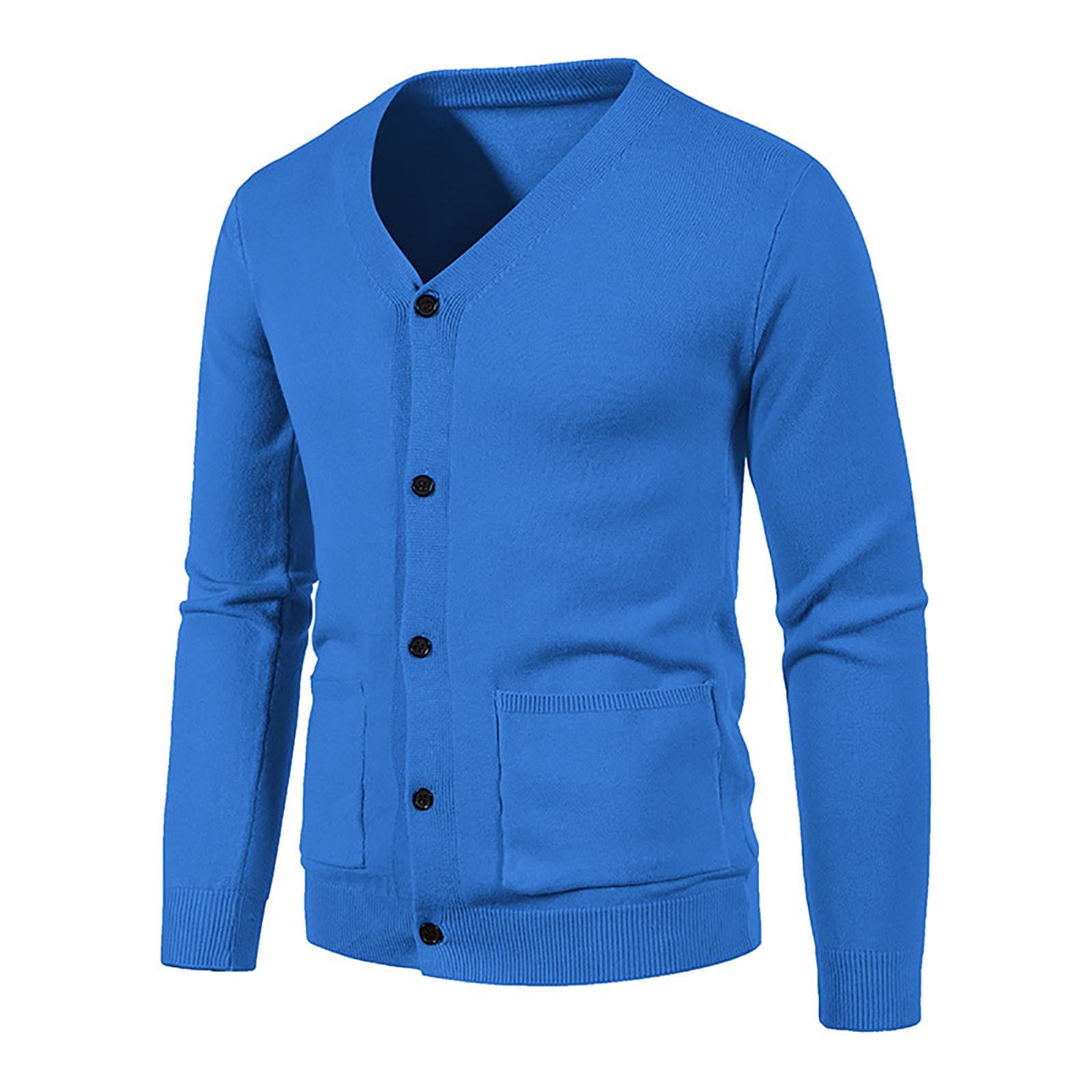 Mens Cardigan Sweater Casual Cable Knit V Neck Button Down Jacket ...