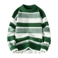 thumbnail image 1 of Mens Cardigan Sweater Crewneck Loose Thickened Striped Knit Mens Fall and Winter Clothing,Green,XL, 1 of 3