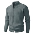 thumbnail image 1 of Mens Cardigan Sweater Full Zip Knitted Stand Collar Cardigans Casual Slim Fit Long Sleeve Sweaters Coats (L, Gray), 1 of 2