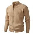 thumbnail image 1 of Mens Cardigan Sweater Full Zip Knitted Stand Collar Cardigans Casual Slim Fit Long Sleeve Sweaters Coats (S, Khaki), 1 of 4