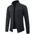 thumbnail image 1 of Mens Cardigan Sweater Full Zip Up Stand Collar Cardigans Long Sleeve Knitted Sweaters Dark Gray XL, 1 of 6