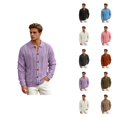 thumbnail image 1 of Mens Cardigan Sweater Long Sleeve Casual Button Down Lapel Collar Hollow out Knit Cardigans Fall Clothes, 1 of 6