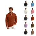 thumbnail image 1 of Mens Cardigan Sweater Long Sleeve Casual Button Down Lapel Collar Hollow out Knit Cardigans Fall Clothes, 1 of 2